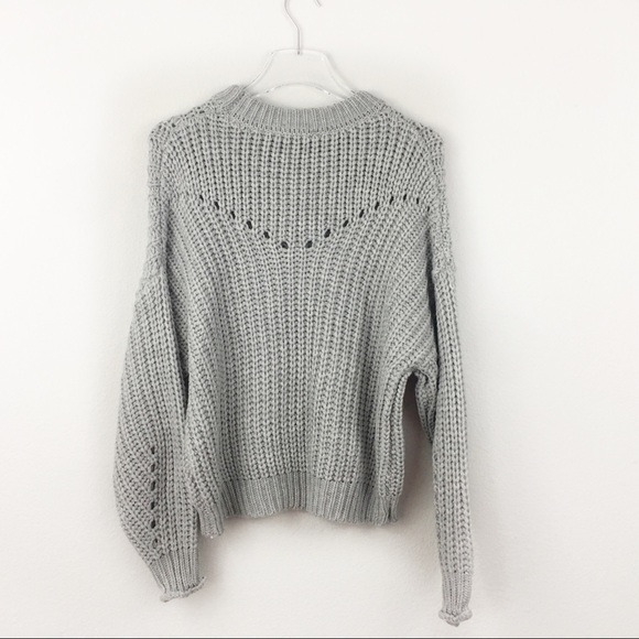 NWT Elodie | Gray Cable Knit Crew neck Sweater  XS - Picture 1 of 4